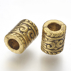 Сплавочные овальные бусины тибетского стиля , без свинца и без кадмия, колонка, античное золото , 9x7 мм, отверстие : 3.5 мм