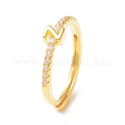 Anello regolabile con lettera iniziale in zirconia cubica trasparente, gioielli in ottone dorato per le donne, letter.z, diametro interno: 18mm