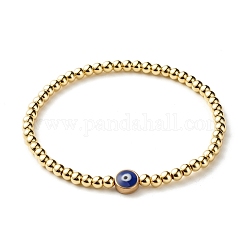 Bracelet extensible perles rondes dorées pour femme, mauvais oeil protection bon bracelet porte-bonheur, bleu, diamètre intérieur: 2-3/8 pouce (5.9 cm)