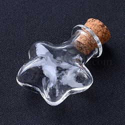 Botellas de vidrio, con tapón de corcho, deseando botella, estrella, Claro, 28.5x21x11.5mm, cuello de botella: 8 mm de diámetro, capacidad: 2ml (0.06 fl. oz)