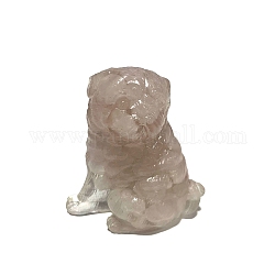 Figurines de chien en résine, avec des éclats de quartz rose naturel à l'intérieur des statues pour les décorations de bureau à domicile, 50x35x55mm