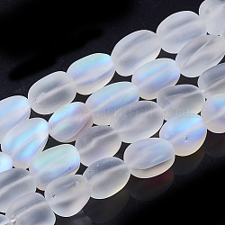Chapelets de perles en pierre de lune synthétique, perles holographiques, pierre roulée, teinte, mat, pépites, fumée blanche, 13~18x10~11x10~11mm, Trou: 1.2mm, Environ 23 pcs/chapelet, 15.3 pouce
