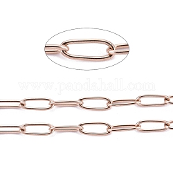 Placage ionique (ip) 304 chaînes de trombones en acier inoxydable, soudé, avec bobine, or rose, 4.8x2.5x0.5mm, environ 32.8 pied (10 m)/rouleau