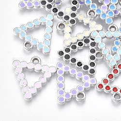 UV-Beschichtung Acryl-Anhänger, mit Emaille, Dreieck, Mischfarbe, Platin Farbe, 22x21x2.5 mm, Bohrung: 2 mm