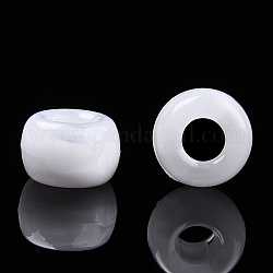 Perles acryliques, deux tons, baril, blanc, 9x6mm, Trou: 3.7mm, environ 1700 pcs/500 g