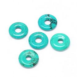 Pendentifs donut/disque en howlite naturel, teints et chauffée, turquoise, largeur du beignet: 11 mm, 30x6mm, Trou: 8mm