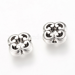 Perline in lega stile tibetano, fiore,  cadmio& piombo libero, argento antico, 10x10x4mm, Foro: 1.5 mm
