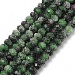 Rubí natural en hebras de abalorios zoïsite, facetados, luminoso, rerondana plana, 8x6mm, agujero: 1 mm, aproximamente 72 pcs / cadena, 15.75'' (40 cm)
