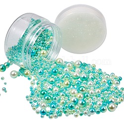 Abalorios de acrílico de la perla de imitación, no hay abalorios de agujero, redondo, verde mar claro, 10.8x7.4x1.8 cm, aproximamente 1520 unidades / caja