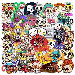 Halloween Themed PVC Waterproof Sticker Labels, Skull Self-adhesive Decals, for Suitcase, Skateboard, Refrigerator, Helmet, Mobile Phone Shell, Colorful, 40~80mm, 46pcs/set