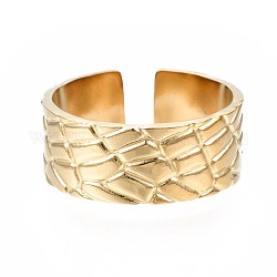304 texturierter offener Manschettenring aus Edelstahl, stämmiger Ring für Frauen, golden, uns Größe 6 3/4 (17.1mm)
