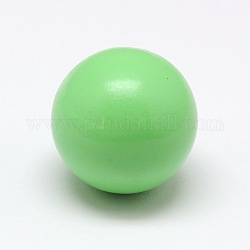 No Hole Spray Painted Brass Round Ball Beads Fit Cage Pendants, Light Green, 16mm
