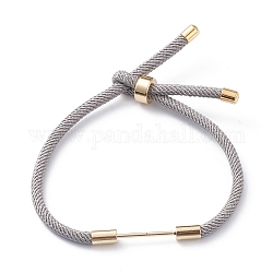 Плетеный браслет из нейлонового шнура, с латунной фурнитурой , серые, 9-1/2 дюйм (24 см), ссылка: 30x4 mm