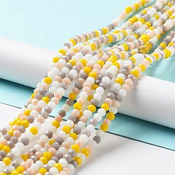 Chapelets de perles en verre, facette, rondelle, jaune, 4x3mm, Trou: 0.4mm, Environ 123~127 pcs/chapelet, 15.75~16.5 pouce (40~42 cm)