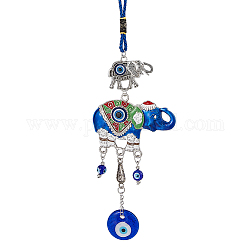 NBEADS Evil Eye Car Hanging Ornament, Glass Turkish Blue Eye Charms Pendant Enamel Elephant Mirror Charms Lucky Pendant for Car Rearview Mirror Home Decoration Craft
