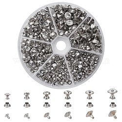 Nbeads 180 set rivetti di strass, 6 dimensioni argento cz trasparente cristallo ottone rivetti borchie per artigianato in pelle riparazione fai da te