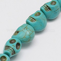 Synthetic Turquoise Beads Strands, Dyed, Skull, Medium Turquoise, 18x13x17mm, Hole: 1mm, about 178pcs/1000g