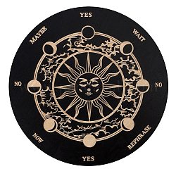 Pendolo in legno, tavola divinatoria divinatoria, per forniture d'altare wiccan di stregoneria, rotondo e piatto, sole, 150x3mm