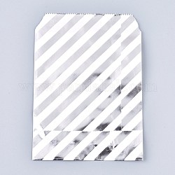 Экологически чистые бумажные пакеты с диагональной полосой, подарочные пакеты, сумки для покупок, прямоугольные, серебряные, 18x13x0.01 см
