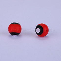 Круглые силиконовые бусины с принтом, красные, 15x15 мм, отверстие : 2 мм