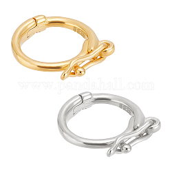 Pandahall elite 2 pz 2 colori 925 chiusura twister in argento sterling, anello, di platino e d'oro, 9x8x2mm, diametro interno: 6mm, 1pc / color