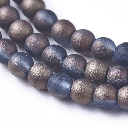 Brins de perles de verre dépoli électrolytiquement, ronde, bleu royal, 2.5mm, Trou: 0.7mm, Environ 150 pcs/chapelet, 15.35 pouce (39 cm)