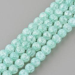 Chapelets de perles en quartz craquelé synthétique, ronde, teinte, turquoise pale, 6mm, Trou: 1mm, Environ 66 pcs/chapelet, 15.7 pouces