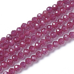 Fili di perline naturali di corindone rosso / rubino, sfaccettato, tondo, 2~3x2~2.5mm, Foro: 0.2 mm, circa 181~210pcs/filo, 15.9~16.3 pollice (40.4~41.5 cm)