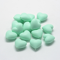 Perle focali in silicone ecologico per uso alimentare, masticare perline per i denti, fare collane fai-da-te fai-da-te, cuore, verde chiaro, 19x20x12mm, Foro: 2 mm