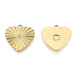 304 Stainless Steel Pendant Rhinestone Settings, Heart, Real 18K Gold Plated, Fit For 1.2mm Rhinestone, 18.5x18x1.5mm, Hole: 1.6mm