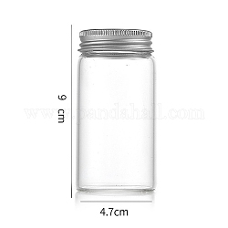 Tubos de almacenamiento de cuentas con tapa de tornillo de vidrio de columna, botellas de vidrio transparente con labios de aluminio, plata, 4.7x9 cm, capacidad: 120ml (4.06fl. oz)