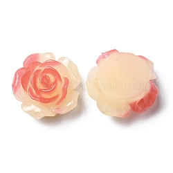 Perline di resina opaco, fiore di rosa bicolore, corallo luce, 18x9mm, Foro: 1.6 mm