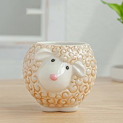 Porcelain Animal Vase Display Decorations, Flower Holder for Home Garden Decoration, Sheep Pattern, 70x85x65mm, Inner Diameter: 45mm