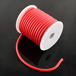 Corda gomma sfaccettato, cavo, con bobina di plastica bianca, rosso, 5mm, Foro: 3 mm, circa 10.93 iarde (10 m)/rotolo