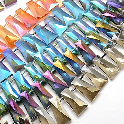 Faceted Electroplate Crystal Glass Trapezoid Beads Strands, Color Plated, Mixed Color, 30x16x9mm, Hole: 1mm, about 40pcs/strand, 27.5inch
