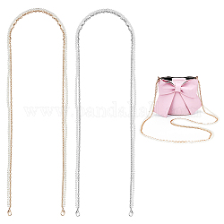 WADORN 2Pcs 2 Colors Plastic Imitation Pearl & Iron Chain Crossbody Phone Chain, Double Straps Chain Hanging Rope Mobile Case Accessories, Mixed Color, 124cm, 1pc/color