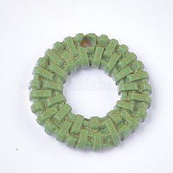 Pendentifs en résine, motif imitation rotin tissé, plat rond, vert de mer foncé, 25x24x4mm, Trou: 1.8mm