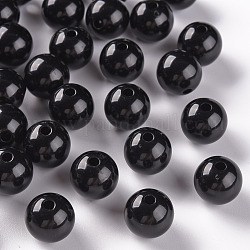 Perles acryliques opaques, ronde, noir, 12x11mm, Trou: 1.8mm, environ 566 pcs/500 g