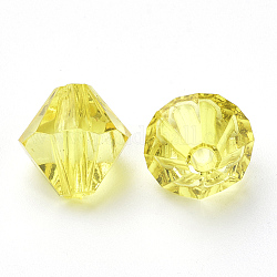 Perles en acrylique transparente, Toupie, jaune, 14x13.5mm, Trou: 2.5mm