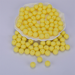 Perles focales rondes en silicone, perles à mâcher pour les jouets de dentition, Diy soins infirmiers colliers faisant, champagne jaune, 15mm, Trou: 2mm