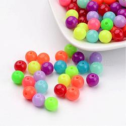 Perlas de acrílico fluorescentes, redondo, color mezclado, 8mm, agujero: 1.5 mm, aproximamente 1700 unidades / 500 g