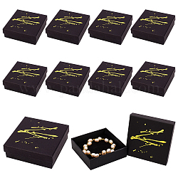 Nbeads Heißprägekarton Schmuckverpackungsboxen, mit Schwamm im Inneren, für Ringe, kleine Uhren, Halsketten, Ohrringe, Armband, Viereck, Schwarz, 9.15x9.15x2.9 cm