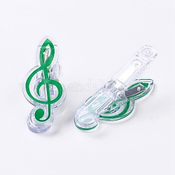 Clips en plastique, avec les accessoires en fer, note de musique, verte, 72x28x27mm