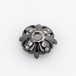 4 micro en laiton -petal ouvrent zircone cubique caps, sans plomb & sans nickel & sans cadmium , gunmetal, 6.5x3mm, Trou: 1mm