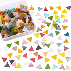 Cabochons en verre olycraft, carreaux de mosaïque, pour la décoration de la maison ou le bricolage, triangle, couleur mixte, 12.5~13x14.5~15x2.5~3mm, environ 200,g/boîte