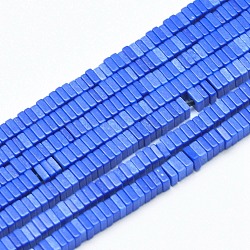 Filo di perline di agata naturale, tinti e riscaldato, perline heishi quadrate, blu, 4.5x4.5x1mm, Foro: 0.5 mm, circa 360pcs/filo, 15.9 pollice