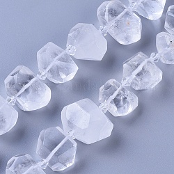 Natural Quartz Crystal Beads Strands, Rock Crystal, Faceted, Nuggets, 9~15x15~21x8~14mm, Hole: 0.8mm, about 24pcs/strand, 15.4 inch(39.2cm)