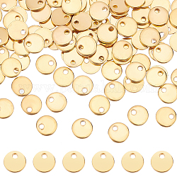 Dicosmétique 120 pièces breloques d'étiquette d'estampage rondes plates 6mm pendentifs d'étiquette d'estampage vierges pendentifs de disque en acier inoxydable pendentifs de mot blanc doré breloques découpées au laser pour la fabrication de bijoux, Trou: 1.2mm