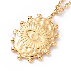 Ионное покрытие (ip) 304 овальное ожерелье из нержавеющей стали с подвеской от сглаза для женщин, золотые, 17.83 дюйм (45.3 см)