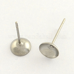 Accessoires de clous d'oreilles en 304 acier inoxydable, couleur inoxydable, 8mm, pin: 0.8 mm